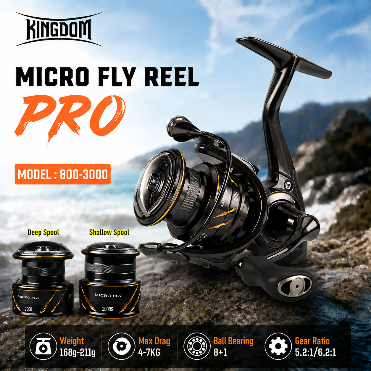 بكرة صيد دوارة Kingdom Micro F - مراجعة Abu Garcia Reel Revo وسعره